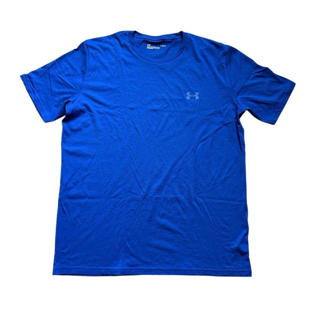 Under Armour Logo Graphic Tee Bright Blue Loose Fit Large